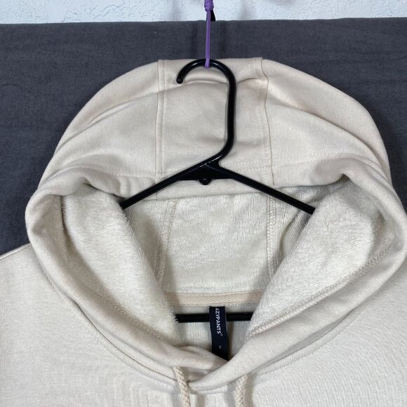 Lazypants Beige Hooded Sweatshirt Embroidered Detail Kangaroo Pocket Mens Size S - Picture 8 of 12